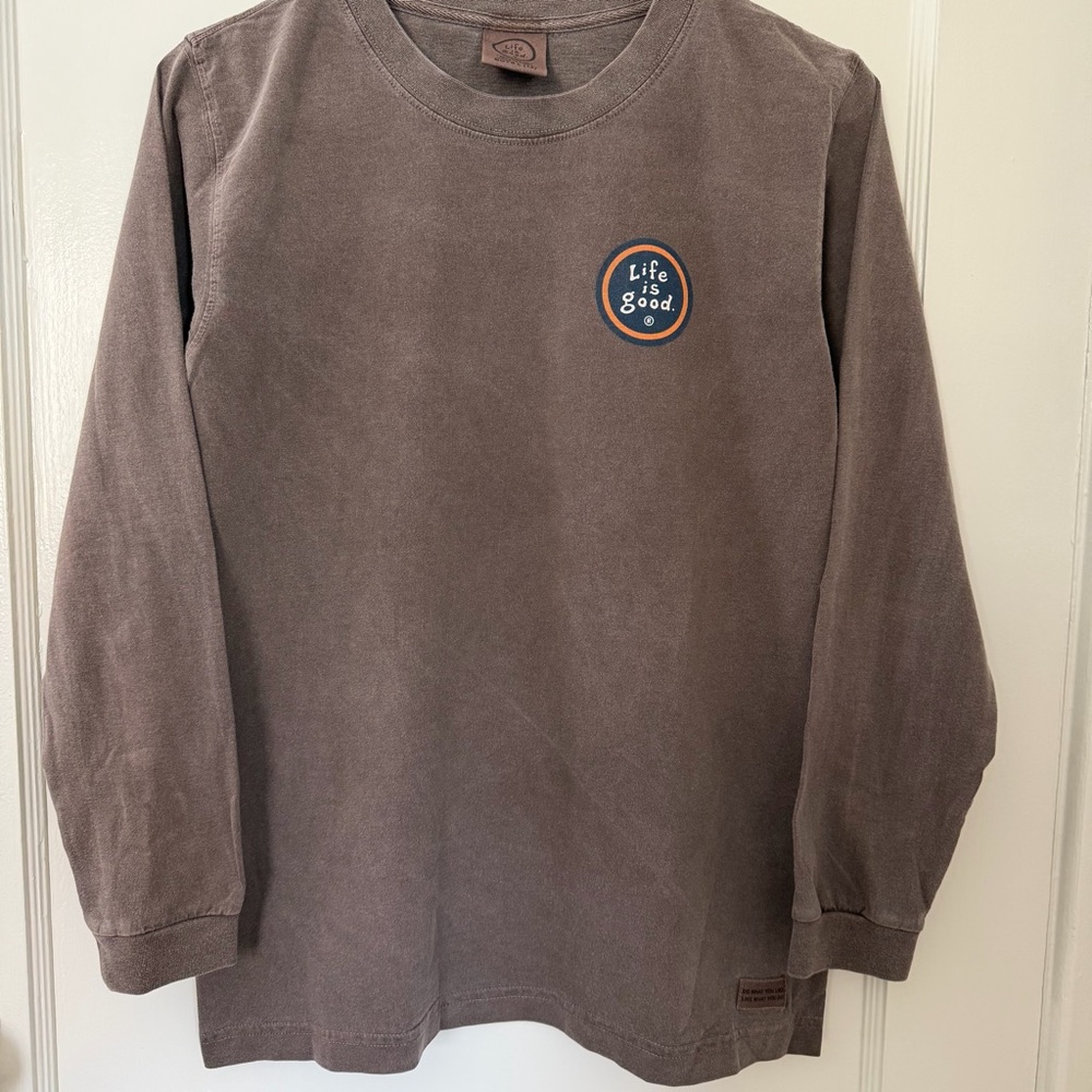 Life Is Good Boys Long Sleeve Jake and Rocket Graphic Tee Size L(12) Brown/Taupe